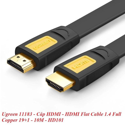 Ugreen UG11183HD101TK 10M màu Vàng Cáp tín hiệu HDMI chuẩn 1.4 hỗ trợ phân giải full HD cáp dẹt - HÀNG CHÍNH HÃNG