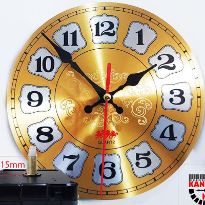 [COMBO 03 MÓN] Bộ máy đồng hồ treo tường kim trôi cốt 22 (trục đồng dài 15mm),  mặt đồng hồ nhôm D20, kim đồng hồ