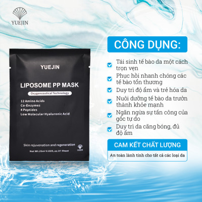 Hộp 10 miếng mặt nạ Đen phục hồi da Liposome PP Yuejin - Mặt nạ nuôi dưỡng tế bào, phục hồi nhanh, cấp ẩm, tái sinh cho da