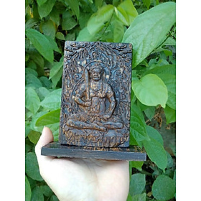 Tượng phật Bất Động Minh Vương tuổi Dậu phong thủy gỗ trầm hương sánh chìm tự nhiên cầu bình an, may mắn, sức khoẻ và tài lộc để bàn làm việc, taplo xe ô tô