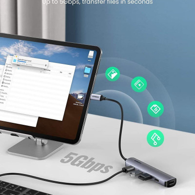 Ugreen UG20197CM417TK 5 trong 1 HDMi 4K 30hz + 4 * USB 3.0 bộ chuyển từ USB Type C - HÀNG CHÍNH HÃNG