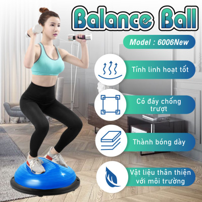 BG Bóng tập YOGA bóng thăng bằng GREY  58x20cm kèm bơm bóng,Bosu Bóng Tập Cân Bằng Bosu tập thể dục,Bóng đẹp Yoga Tại Nhà Cao Cấp ( hàng nhập khẩu)