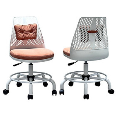 Ghế xoay học bài tại nhà nhỏ gọn cho bé CE1025-S Nội thất Capta Ghế học sinh nệm vải nhung màu cam lưng nhựa màu trắng chân sắt sơn tĩnh điện màu trắng tại HCM