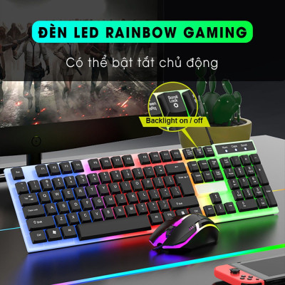 Bàn phím giả cơ G21 kèm chuột, bàn phím máy tính chống nước led rgb chơi game làm việc văn phòng cho PC laptop - hàng chính hãng