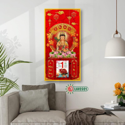 Lịch gỗ treo tường IMWI LGV2321 hình ảnh Phật Quan Âm