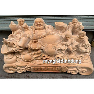 Tượng phật di lặc ngũ phúc bằng gỗ ngọc am thơm nức kt 40×20×20cm 