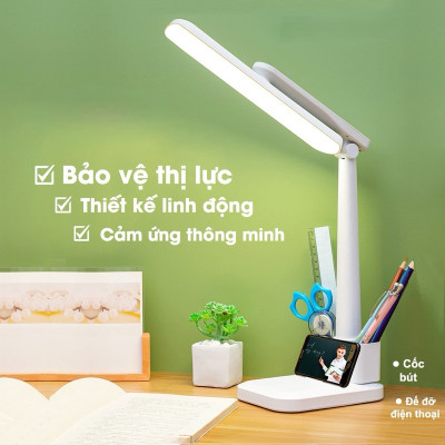 Đèn Học Để Bàn, Đèn Đọc Sách, Phím Cảm Ứng 3 Chế Độ Ánh Sáng