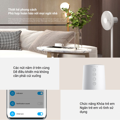 Quạt Thông Minh Xiaomi Mi Smart Standing Fan 2 Lite EU | Điều Khiển Thông Minh Bằng Giọng Nói | Hàng Chính Hãng