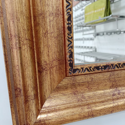 Gương soi Kibath khung màu vàng đồng bảng 8 phân KT 60x80 cm, KB-130