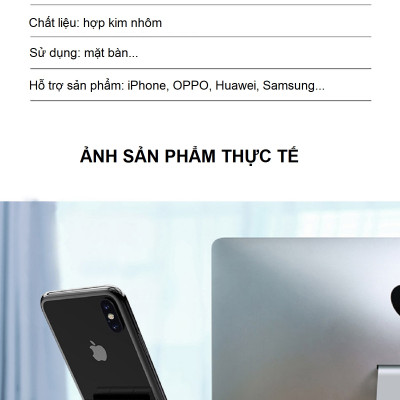 Giá Đỡ Để Bàn Điện Thoại Di Động, Máy Tính Bảng Hợp Kim Nhôm Cao Cấp - 02 Vị Trí Điều Chỉnh Góc Nhìn Hàng Chính Hãng Helios