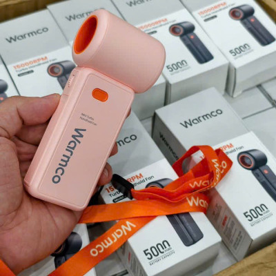 Quạt cầm tay turbo mini siêu mát Pin trâu 5000 mAh, nhỏ gọn linh hoạt hiệu WARMCO - 100 chế độ gió, dùng liên tục 18h (tùy mức gió), thiết kế đẹp, bền - hàng nhập khẩu