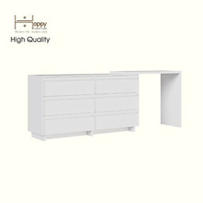 HAPPY FURNITURE , Tủ lưu trữ 6 ngăn kéo kết hợp bàn - VENNI , BAN_114 , 230cm x 45cm x 85cm DxRxC