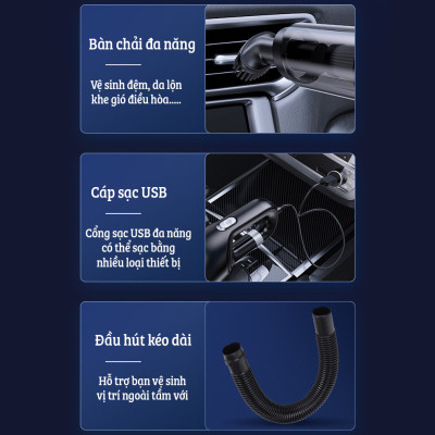 Máy Hút Bụi Cầm Tay Không Dây Damas DA113C - Lực Hút Mạnh Mẽ 16000PA - Đa Năng Hút Bụi Khô Và Ướt - Máy Hút Bụi Ô Tô, Hút Bụi Gia Đình - Hàng Chính Hãng