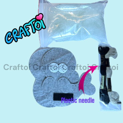 KIM NHỰA Bộ Thủ Công Trẻ Tự Làm Thú Bông 5+ SEAL SILKY Craftoi Felt Sewing toy prepunched holes plastic needle