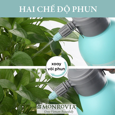 Bình xịt tưới cây MONROVIA 2 lít, bán tự động, phun sương tưới cây cảnh, vòi dài, tặng vòi ngắn, màu xanh, tiêu chuẩn Châu Âu