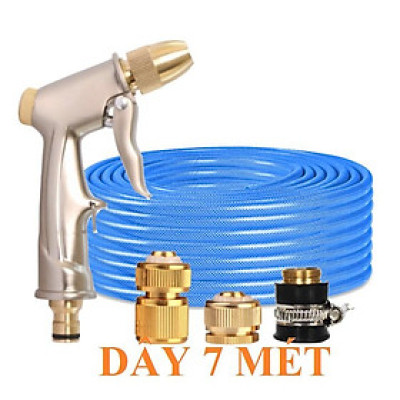 ️ Bộ dây vòi xịt nước rửa xe, tưới cây , tăng áp 3 lần, loại 7m, 10m 206701-1đầu đồng,cút đồng