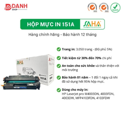 HỘP MỰC IN 151A - SAHA Hàng Chính Hãng / Dùng cho máy in: HP LaserJet pro M4003DN,4003FDN, 4003DW, MFP4103FDN, 4103FDW