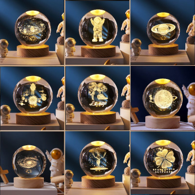 Quả cầu pha lê 3d tuyết phát sáng, đèn trang trí phòng ngủ, quà sinh nhật lưu niệm, decor để bàn làm việc- Hàng Chính Hãng