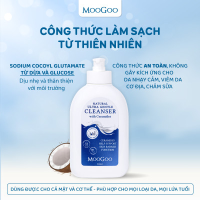 Sữa tắm dịu nhẹ dưỡng ẩm và bảo vệ da cho bé với Ceramides phù da nhạy cảm, viêm da cơ địa, chàm sữa Moogoo Úc