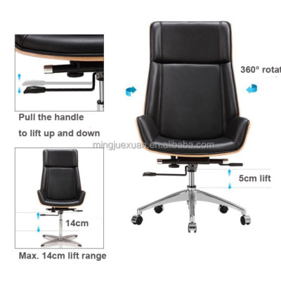 Ghế giám đốc da bò lưng ốp gỗ cao cấp có tựa đầu NB1004, công thái học lưng ốp gỗ chống mỏi lưng