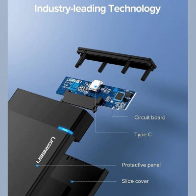 Ugreen UG50743US221TK 50CM 2.5 Inch type c hộp đựng ổ cứng hay ssd cổng usb c màu đen - HÀNG CHÍNH HÃNG