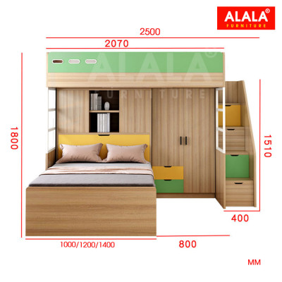 Giường tầng ALALA165 đa năng/ Miễn phí vận chuyển và lắp đặt/ Đổi trả 30 ngày/ Sản phẩm được bảo hành 5 năm từ thương hiệu ALALA/ Chịu lực 700kg