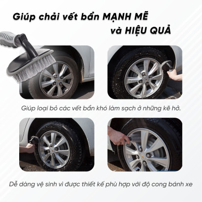 Chổi Cọ Rửa Vành Lốp Xe Ô Tô, Xe Máy | Chổi Cọ Rửa Bánh Xe Ô Tô Chuyên Dụng Chà Sạch Mọi Vết Bẩn Cứng Đầu Trên Vành, Lốp Xe