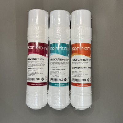 Combo 3 lõi lọc Korihome - lõi Sediment, lõi Pre-Carbon, lõi Post Carbon- hàng chính hãng
