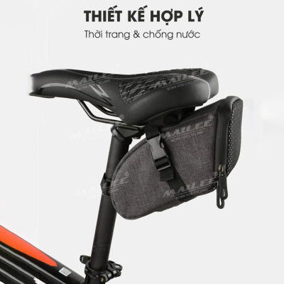 Túi Yên Xe Đạp XD-01 Gắn Yên Sau Tích Hợp Đèn Đuôi Nhấp Nháy Cảnh Báo nhiều màu, chất liệu vải 300D chống thấm nước, sạc Type C, dung tích 1.4 lít (kèm bọc chống mưa đi kèm) - Mai Lee