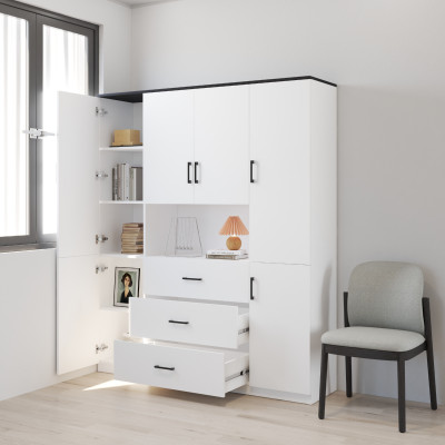 HAPPY FURNITURE , Tủ lưu trữ 6 cửa mở 3 ngăn kéo - SAFA , TCM_259 , 160cm x 40cm x 190cm DxRxC
