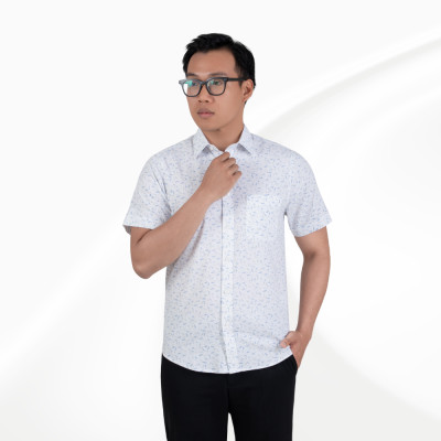 Áo sơ mi nam trắng họa tiết vệt xanh xám GENTITI By Thái Tuấn - 1C813HAKT121