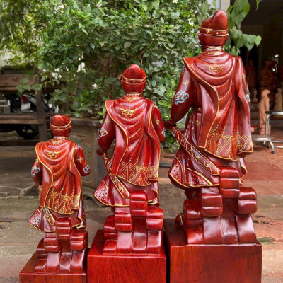 Tượng trần quốc tuấn bằng gỗ hương đá sơn pu giả cổ kt cao 40 x14x12cm 