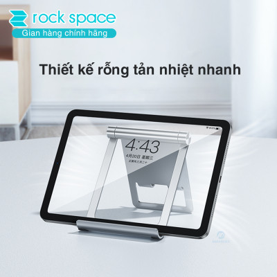 Giá đỡ điện thoại, máy tính bảng thông minh xoay 360 độ Rockspace Metal dùng được 2 mặt chống trượt làm bằng kim loại hàng chính hãng