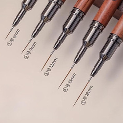 Cọ Nét Cán Gỗ Cao Cấp Nail Brush Làm Nail Kẻ Nét Siêu Mảnh Lông Mềm Đủ Size 6mm, 9mm, 12mm Vẽ Móng Liner Nghệ Thuật Nữ Women