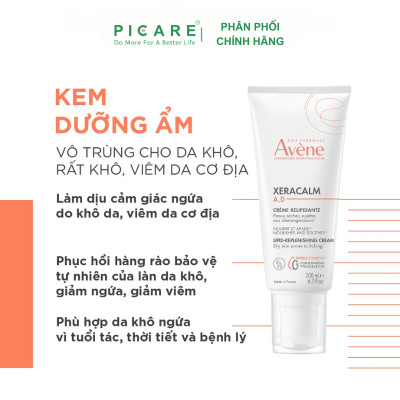 Avène Kem Dưỡng Da Làm Dịu Cơn Ngứa Tức Thời XeraCalm AD Lipid-Replenishing Cream 200ml