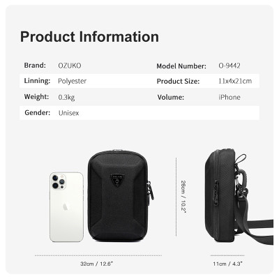Túi đeo chéo OZUKO chống thấm nước phong cách Hàn Quốc thời trang dành cho nam
