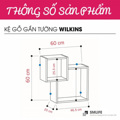 Kệ gỗ trang trí trưng bày hiện đại SMLIFE Wilkins
