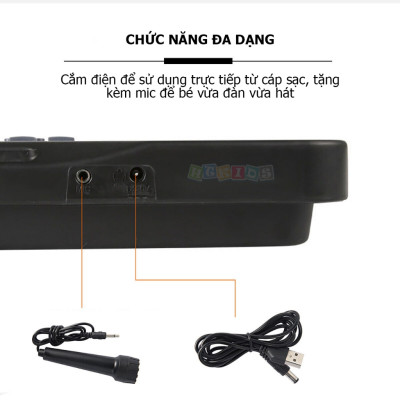 Đàn Piano Cao Cấp Electronic Keyboard 61 Phím Kèm Mic Cho Bé, Nhiều Chức Năng - Đồ Chơi Cho Bé