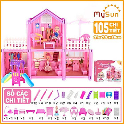 Mô hình lâu đài ngôi nhà búp bê công chúa đồ chơi xếp ghép hình cho bé gái 2 3 4 5 6 tuổi MySun