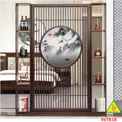 Vách ngăn phòng khách, vách ngăn tủ kệ bằng gỗ 4VTK18- Nội thất lắp ráp Viendong adv