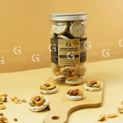Snack Gạo Lứt Phủ Granola Siêu Hạt GUfoods 200g - Bữa ăn nhẹ tiện lợi, Giàu dinh dưỡng, Ăn vặt healthy, Hỗ trợ giảm cân, Ăn kiêng, Eat clean, Thuần chay