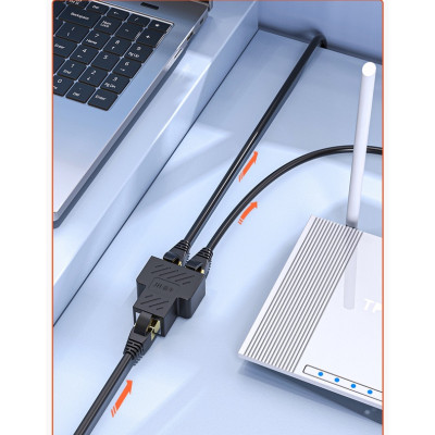 Bộ chia điện POE qua cổng mạng RJ45 1 ra 2 Màu Đen 210OL50923CM Hàng Nhập Khẩu