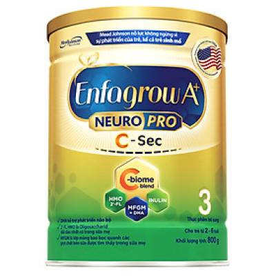 Sữa bột Enfagrow A+ NeuroPro 3 C-Sec 800g cho trẻ từ 2-6 tuổi