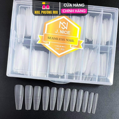 Hộp Móng Úp Chia Vạch Form Thang JNICE Tem Xanh 300 Móng Dài Cứng Cáp, Tem Vàng 240 Móng Dẻo Tệp Làm Nail Tiện Lợi Cắt Dũa Dễ Dàng Nữ Women