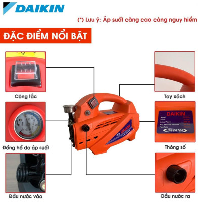 Máy rửa xe mini, Máy xịt rửa cao áp DAIKIN 2800W DK990A - Có áp chống giật + Chống cháy - Chất Lượng Tốt