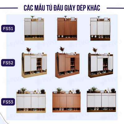 Tủ Giày Dép Gỗ Chống Ẩm FIVO FS53, Nhiều Ngăn Đựng Giày, Có Cửa Bảo Vệ Giày Dép Khỏi Bụi Bẩn, Côn Trùng Cắn Phá, Mặt Tủ Rộng Rãi Chứa Được Nhiều Đồ