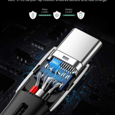 Ugreen UG10965US330TK 2M cáp usb A ra type C mỏng dẹp 2.5mm màu đen dây bện dù - HÀNG CHÍNH HÃNG