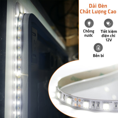 Gương Đèn LED Chữ Nhật Cảm Ứng Thông Minh Treo Tường Nhà Tắm, Phòng Ngủ Legaxi