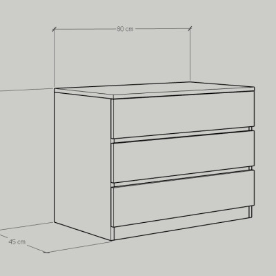 [Happy Home Furniture] OLA, Tủ đựng đồ 3 ngăn kéo, 80cm x 45cm x 60cm ( DxRxC), THK_088