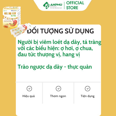 Gel dạ dày An Phú (Nano Curcumin) Giảm Đau nhanh, Giảm Viêm loét, Trào ngược dạ dày, Bảo vệ niêm mạc (Hộp 20 gói x 10ml)